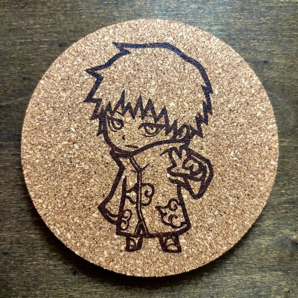 Naruto Akatsuki Sasori Chibi Style Laser Engraved Cork Coaster